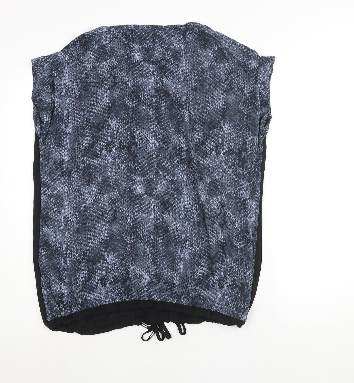 Autograph Womens Black Polyester Basic Blouse Size 18 Round Neck - Drawstring Hem Snakeskin Print Back