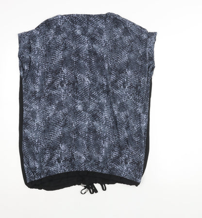 Autograph Womens Black Polyester Basic Blouse Size 18 Round Neck - Drawstring Hem Snakeskin Print Back