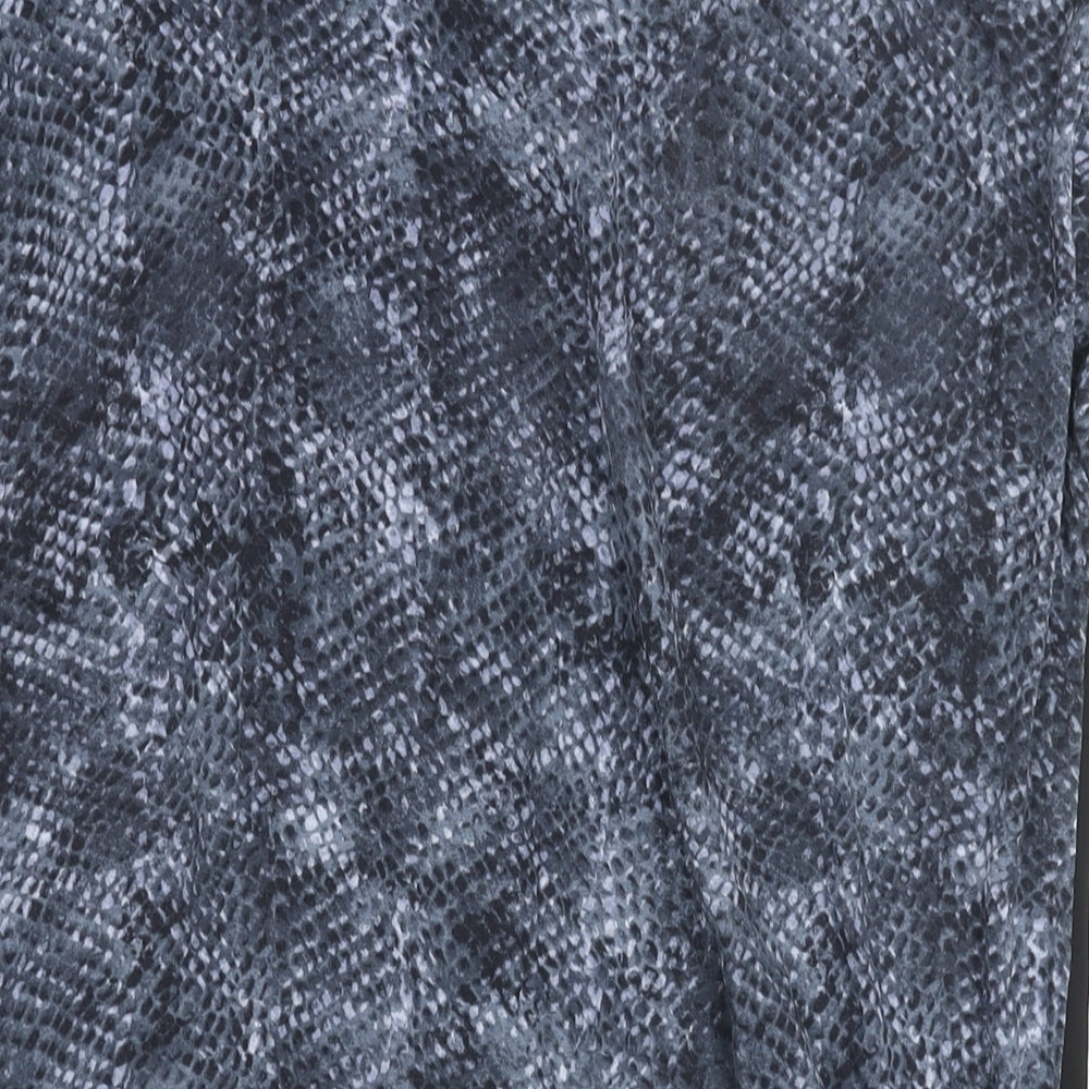 Autograph Womens Black Polyester Basic Blouse Size 18 Round Neck - Drawstring Hem Snakeskin Print Back