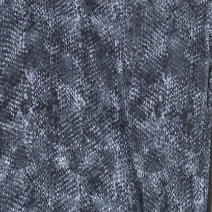 Autograph Womens Black Polyester Basic Blouse Size 18 Round Neck - Drawstring Hem Snakeskin Print Back