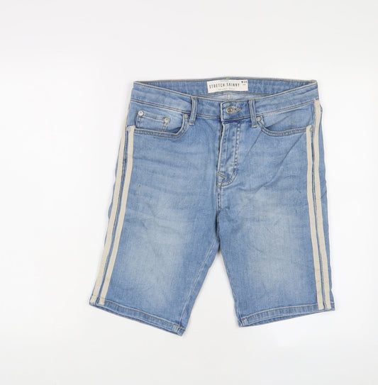 Topman Mens Blue Cotton Bermuda Shorts Size 30 in L9 in Regular Button