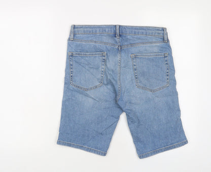 Topman Mens Blue Cotton Bermuda Shorts Size 30 in L9 in Regular Button