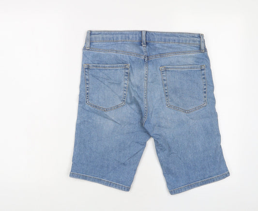 Topman Mens Blue Cotton Bermuda Shorts Size 30 in L9 in Regular Button