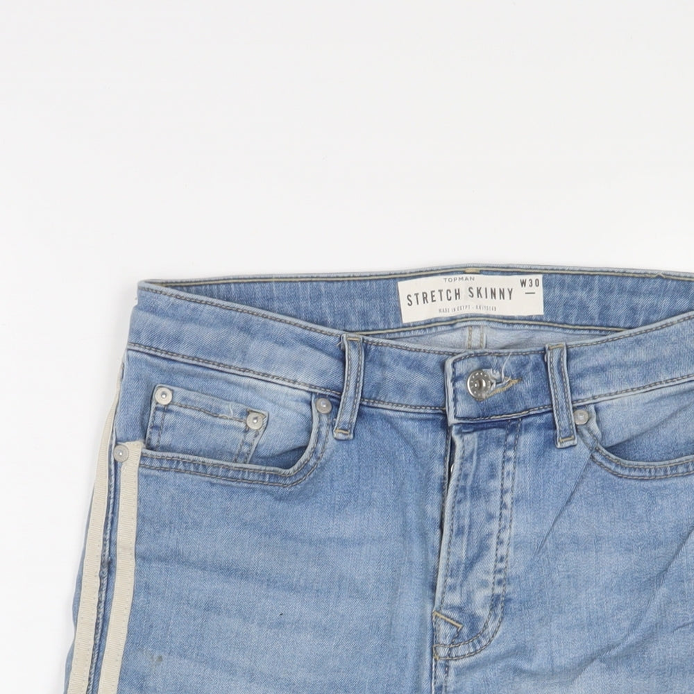 Topman Mens Blue Cotton Bermuda Shorts Size 30 in L9 in Regular Button