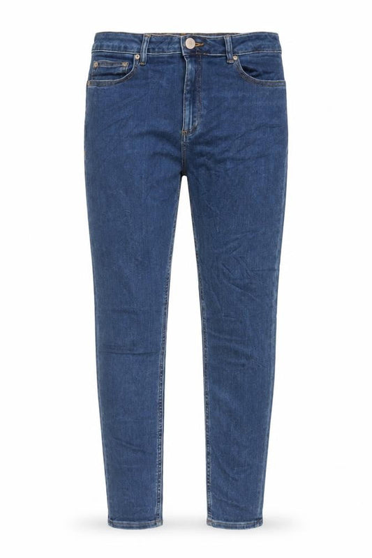 Front view of ASOS women’s blue cotton skinny jeans, size UK 30, in, 32-inch leg regular zip