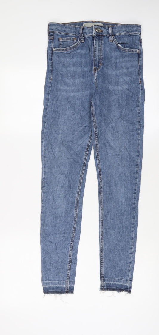 Topshop Womens Blue Cotton Skinny Jeans Size 28 in L32 in Regular Zip