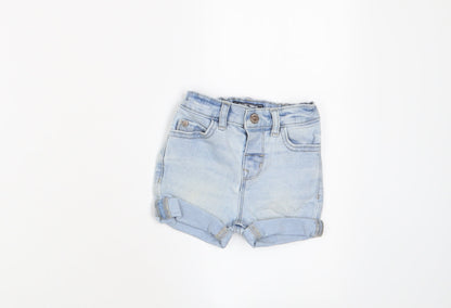 NEXT Girls Blue Cotton Cropped Trousers Size 3-6 Months Zip - Adjustable waist