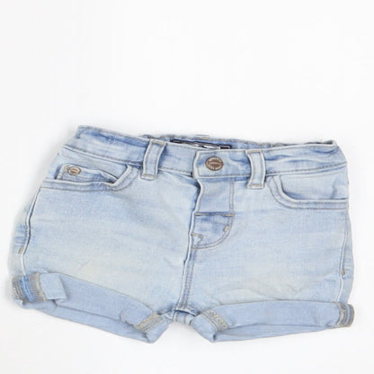 NEXT Girls Blue Cotton Cropped Trousers Size 3-6 Months Zip - Adjustable waist