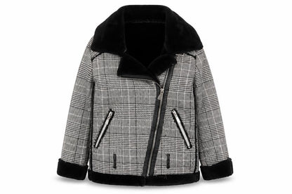 Voyelles Womens Grey Plaid Jacket Size 8 Zip - Zip Pockets
