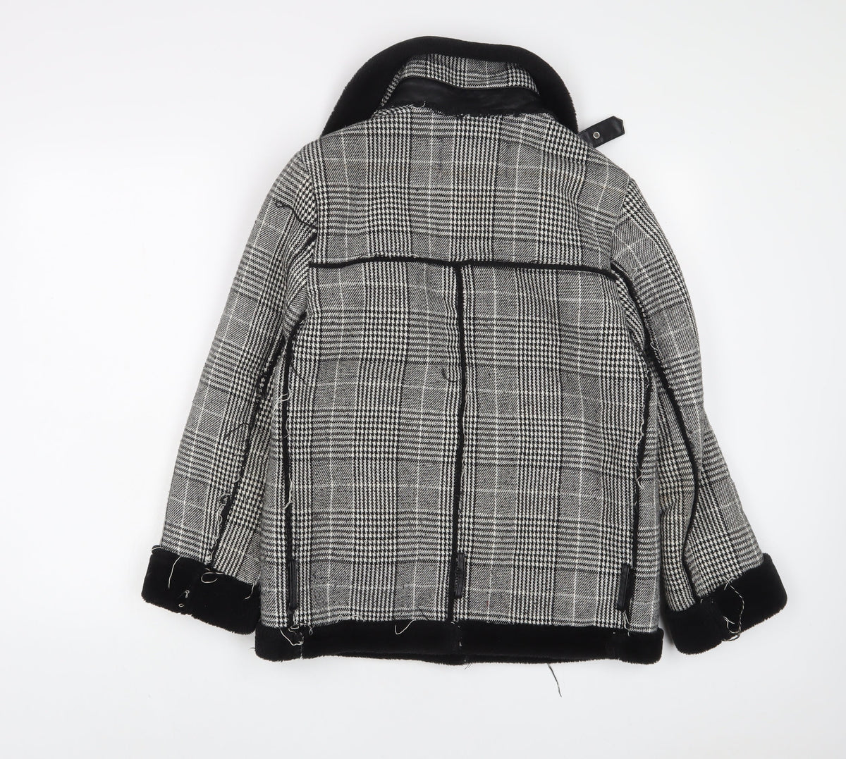Voyelles Womens Grey Plaid Jacket Size 8 Zip - Zip Pockets