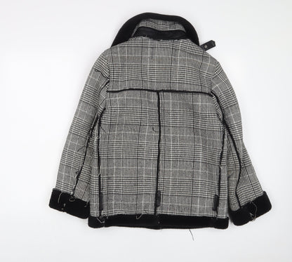 Voyelles Womens Grey Plaid Jacket Size 8 Zip - Zip Pockets