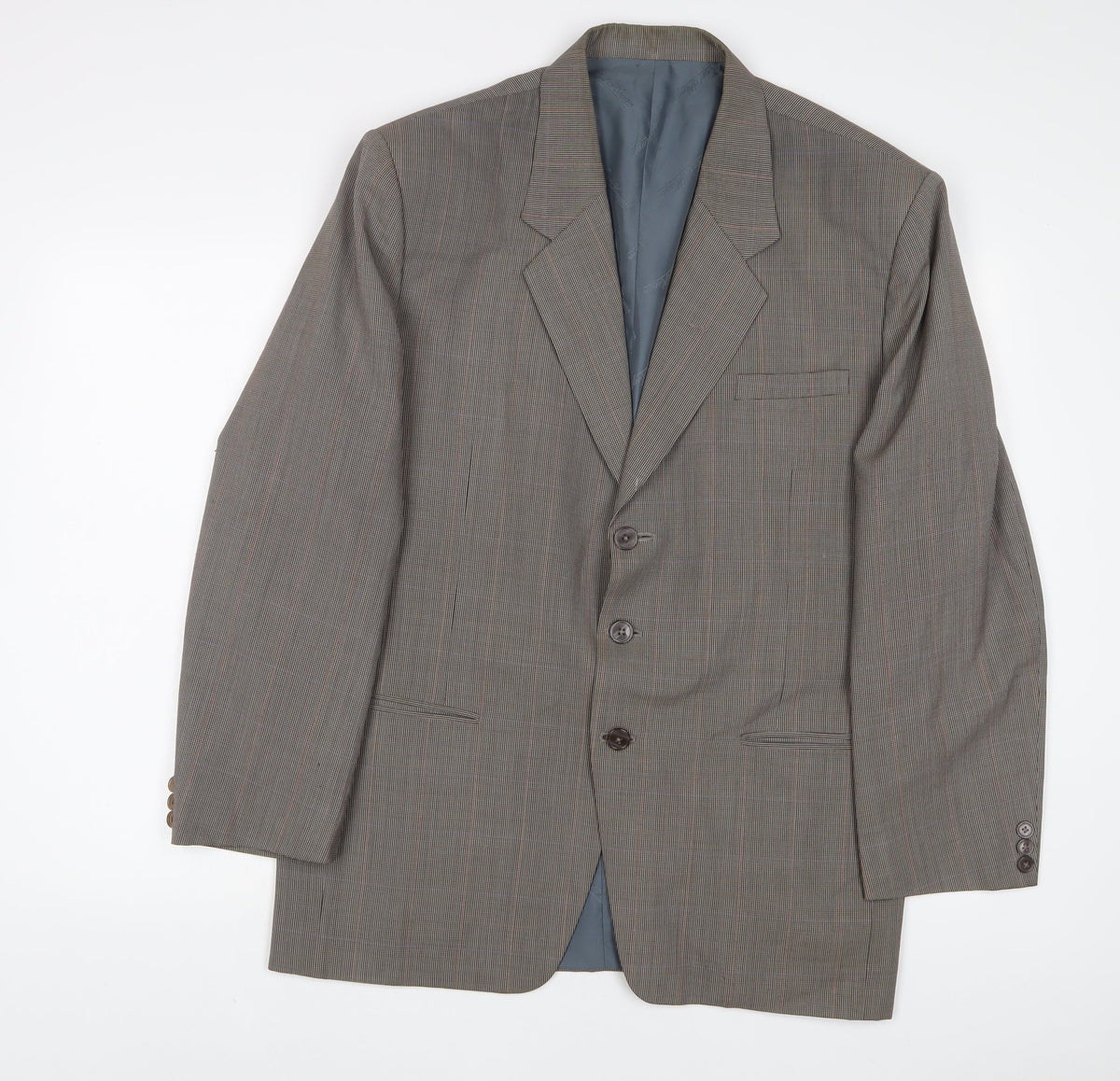 Double Bull Mens Brown Plaid Polyester Jacket Suit Jacket Size 42 Regular