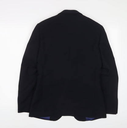HLA Mens Blue Polyester Jacket Suit Jacket Size 36 Regular