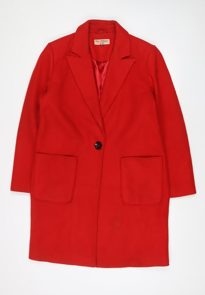 Womens UK Size 12 Miss Selfridge Red Overcoat