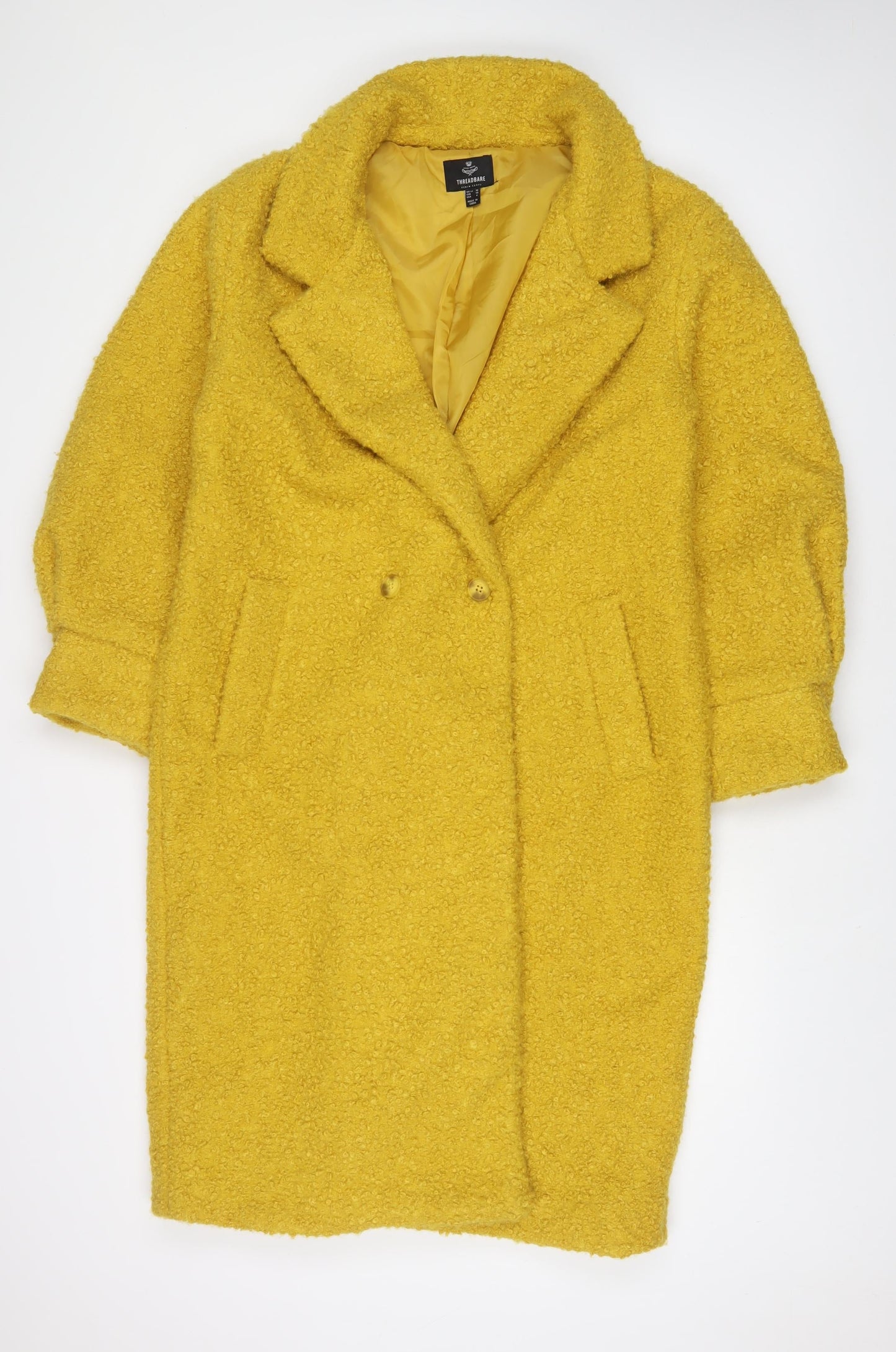 Womens UK Size 10 Threadbare Yellow Overcoat