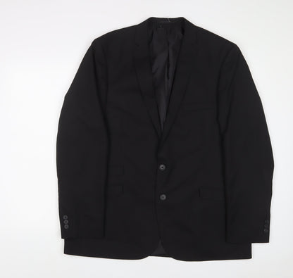 William & Browns Mens Black Polyester Jacket Suit Jacket Size 46 Regular - Inside pockets