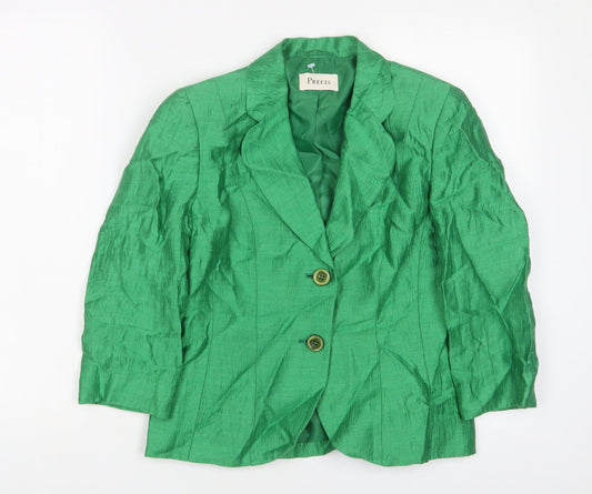 Precis Womens Green Jacket Blazer Size 8 Button