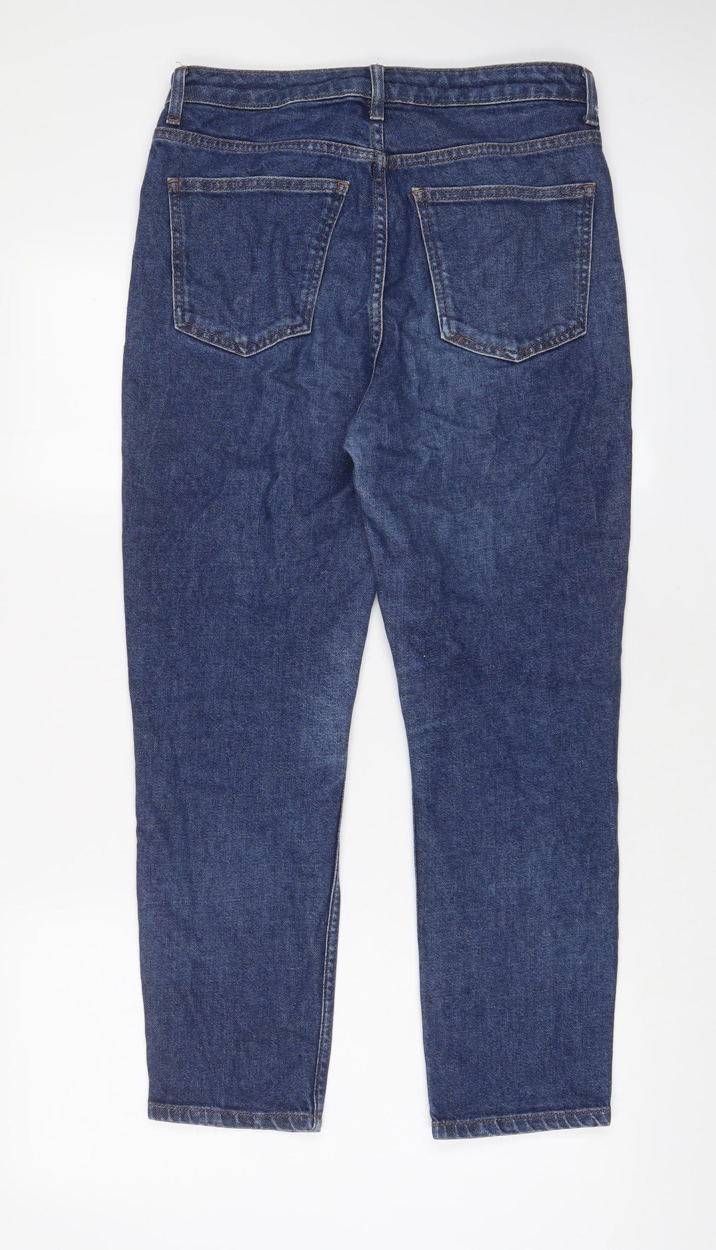 Topshop Womens Blue Cotton Straight Jeans Size 30 in L30 in Regular Zip
