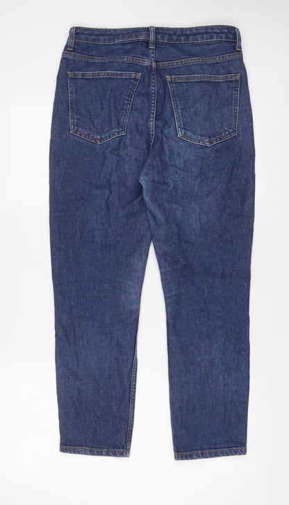 Topshop Womens Blue Cotton Straight Jeans Size 30 in L30 in Regular Zip