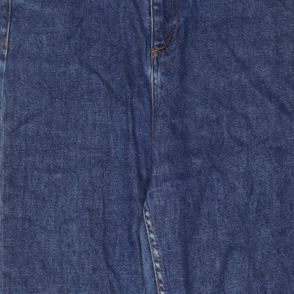Topshop Womens Blue Cotton Straight Jeans Size 30 in L30 in Regular Zip