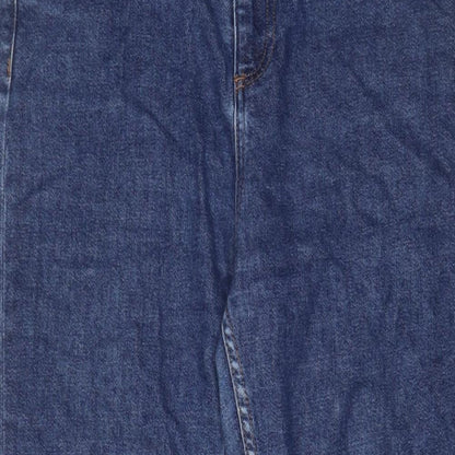 Topshop Womens Blue Cotton Straight Jeans Size 30 in L30 in Regular Zip