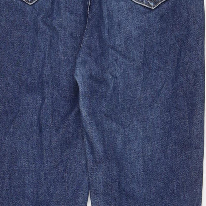 Topshop Womens Blue Cotton Straight Jeans Size 30 in L30 in Regular Zip