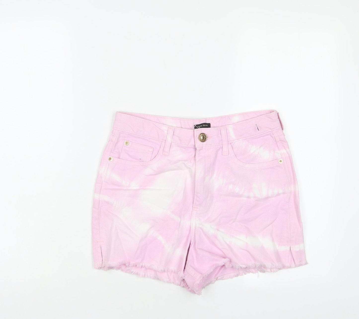 River Island Womens Pink Geometric Cotton Basic Shorts Size 8 L3 in Regular Zip