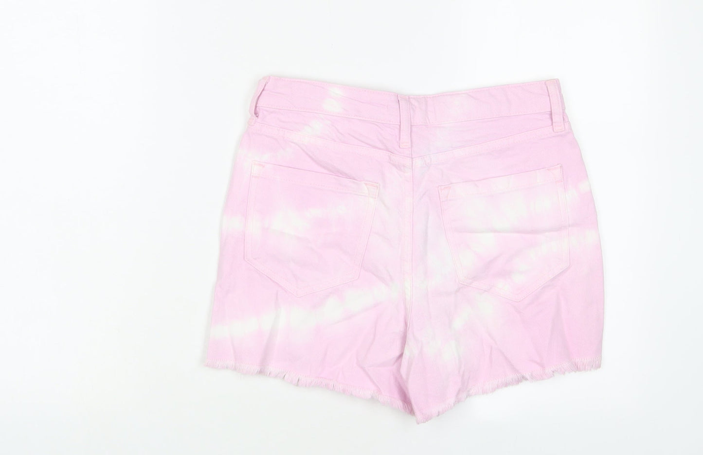 River Island Womens Pink Geometric Cotton Basic Shorts Size 8 L3 in Regular Zip