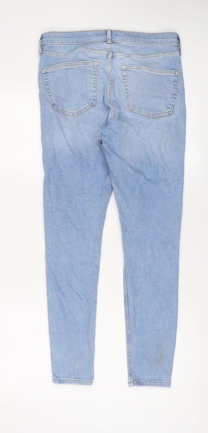 Topshop Womens Blue Cotton Skinny Jeans Size 30 in L32 in Regular Zip