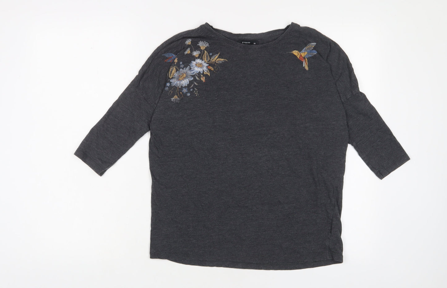 Womens UK Size XS RESERVED Grey Basic T-Shirt
