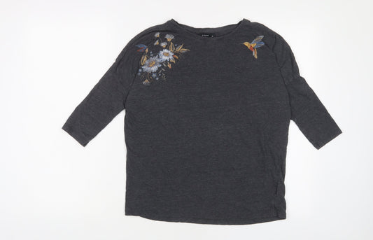 Womens UK Size XS RESERVED Grey Basic T-Shirt