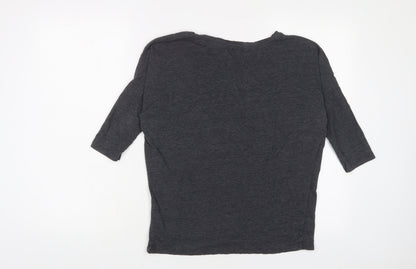 Womens UK Size XS RESERVED Grey Basic T-Shirt