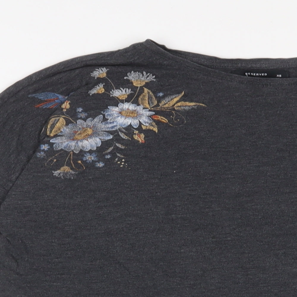 Womens UK Size XS RESERVED Grey Basic T-Shirt