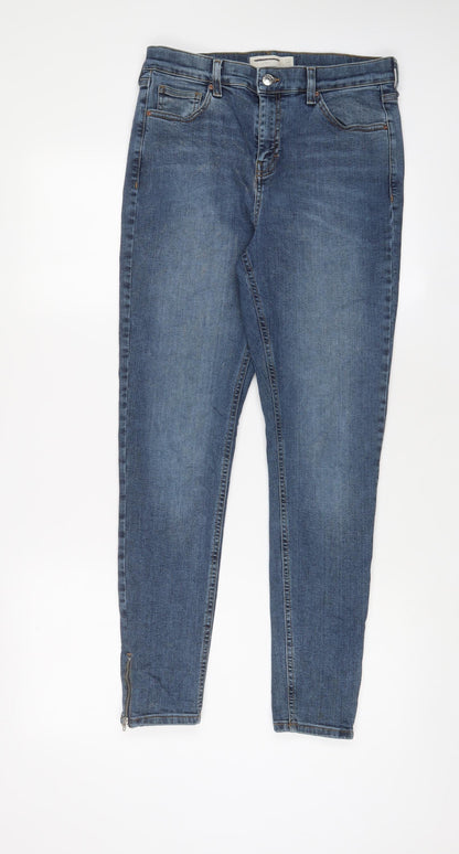 Topshop Womens Blue Cotton Skinny Jeans Size 30 in L32 in Regular Zip