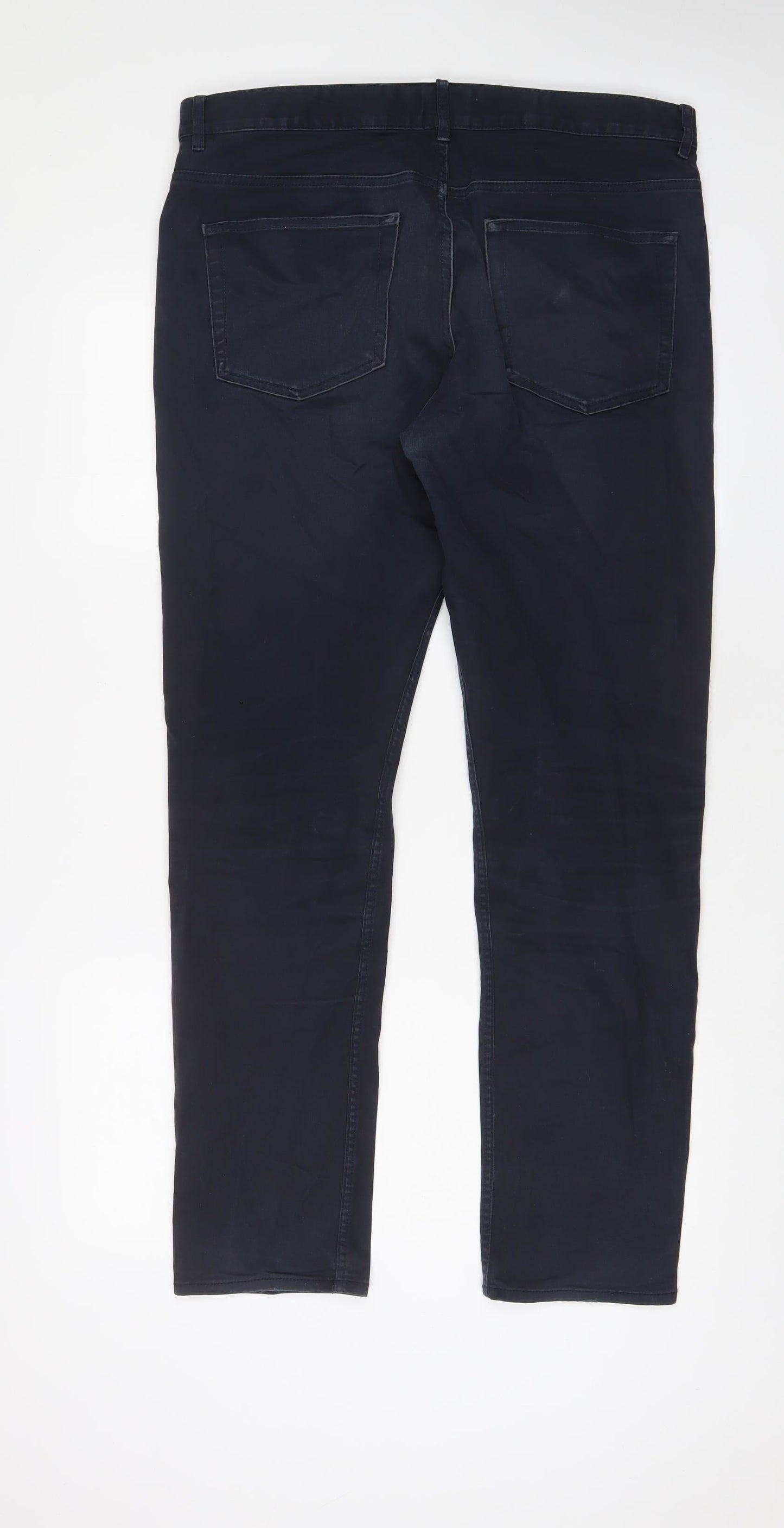 H&M Mens Blue Cotton Straight Jeans Size 33 in L31 in Slim Zip