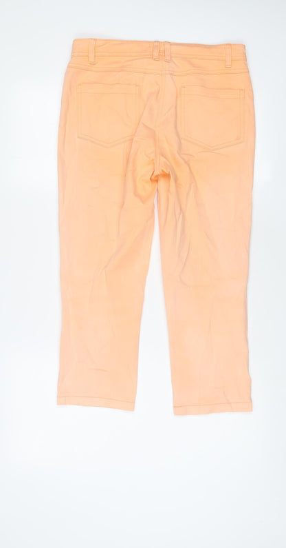 Debenhams Womens Orange Cotton Cropped Jeans Size 10 L22 in Regular Zip
