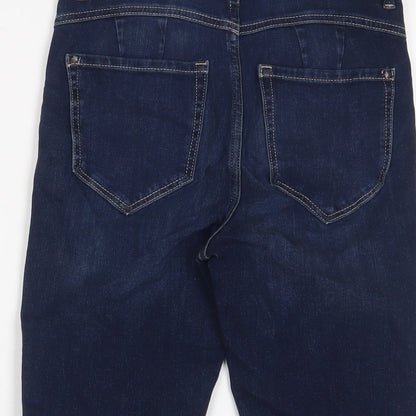 Denim & Co. Womens Blue Cotton Bermuda Shorts Size 6 L14 in Regular Zip