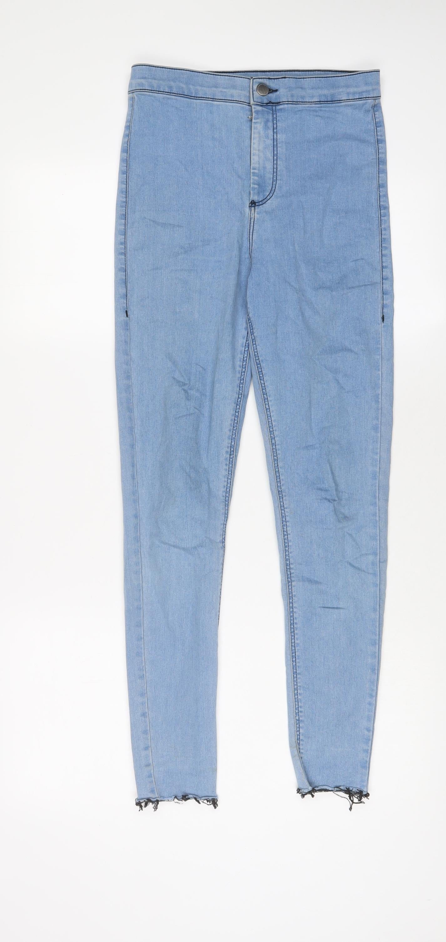 Topshop Womens Blue Cotton Skinny Jeans Size 28 in L30 in Regular Zip