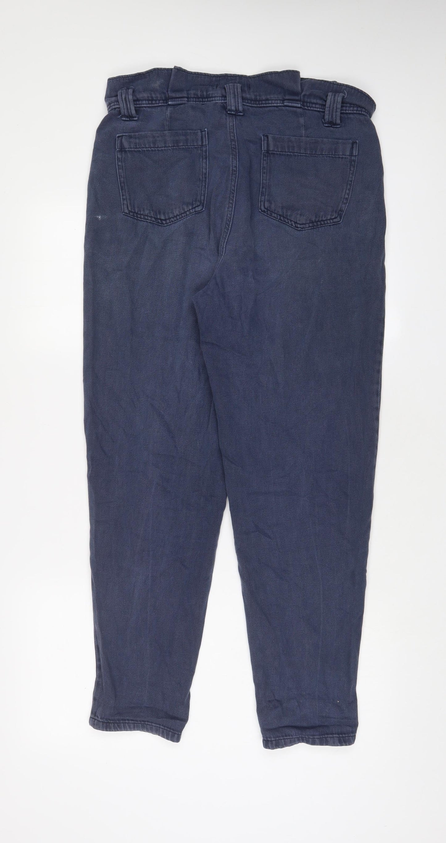 Per Una Womens Blue Cotton Tapered Jeans Size 12 L30 in Regular Zip