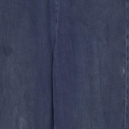 Per Una Womens Blue Cotton Tapered Jeans Size 12 L30 in Regular Zip
