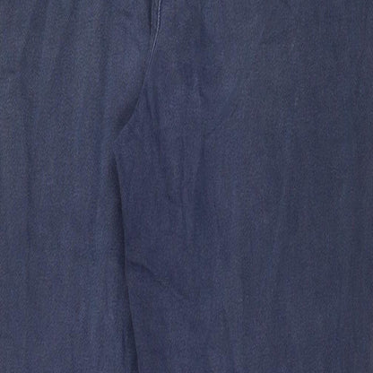 Per Una Womens Blue Cotton Tapered Jeans Size 12 L30 in Regular Zip