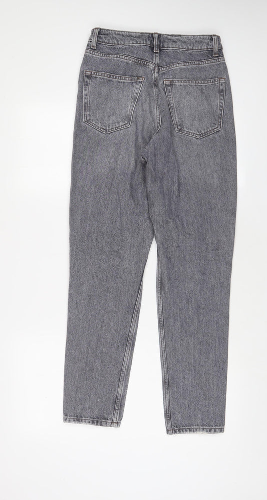Topshop Womens Grey Cotton Mom Jeans Size 26 in L32 in Regular Zip
