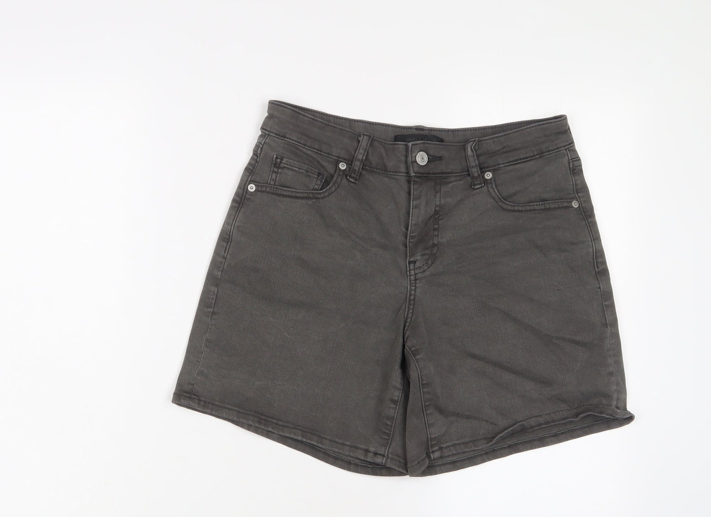 Uniqlo Womens Grey Cotton Basic Shorts Size 24 in L7 in Regular Zip