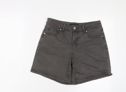 Uniqlo Womens Grey Cotton Basic Shorts Size 24 in L7 in Regular Zip