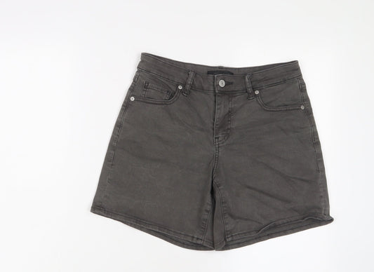 Uniqlo Womens Grey Cotton Basic Shorts Size 24 in L7 in Regular Zip