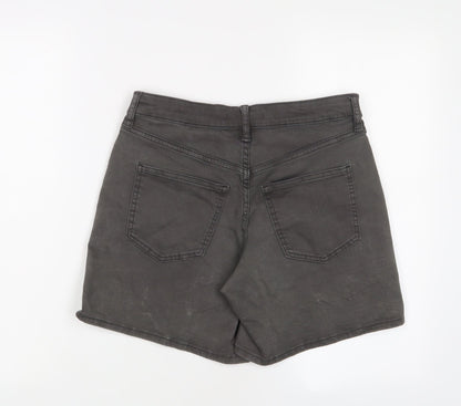 Uniqlo Womens Grey Cotton Basic Shorts Size 24 in L7 in Regular Zip