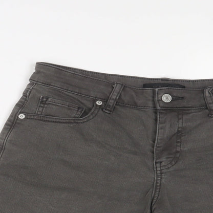 Uniqlo Womens Grey Cotton Basic Shorts Size 24 in L7 in Regular Zip