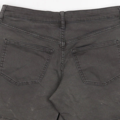 Uniqlo Womens Grey Cotton Basic Shorts Size 24 in L7 in Regular Zip