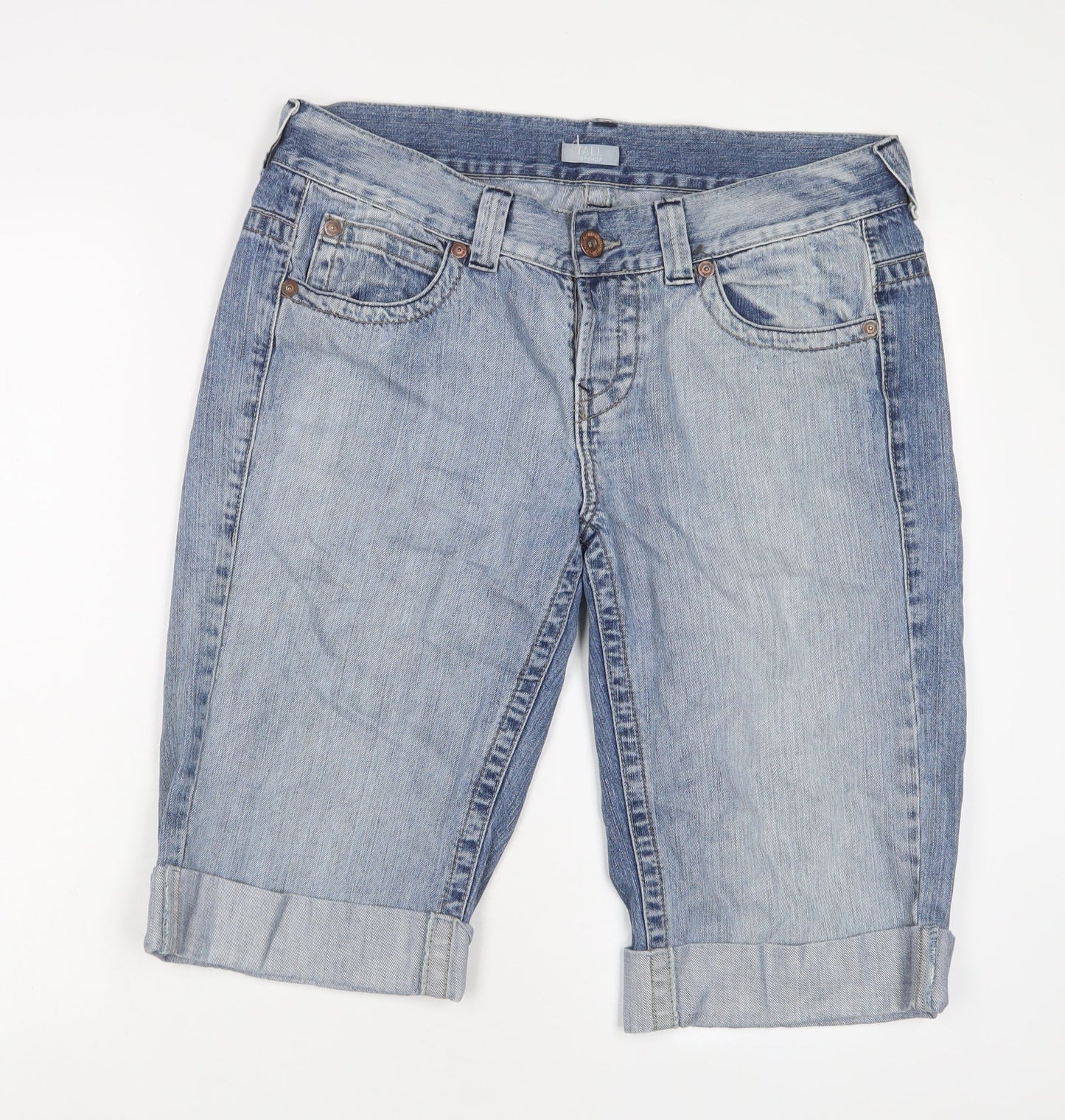 Topshop Mens Blue Cotton Bermuda Shorts Size 36 in L15 in Regular Button - Tall