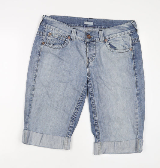 Topshop Mens Blue Cotton Bermuda Shorts Size 36 in L15 in Regular Button - Tall